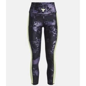 Under Armour Women's Medium Project Rock Heat Gear Black Mint Ankle Leggings